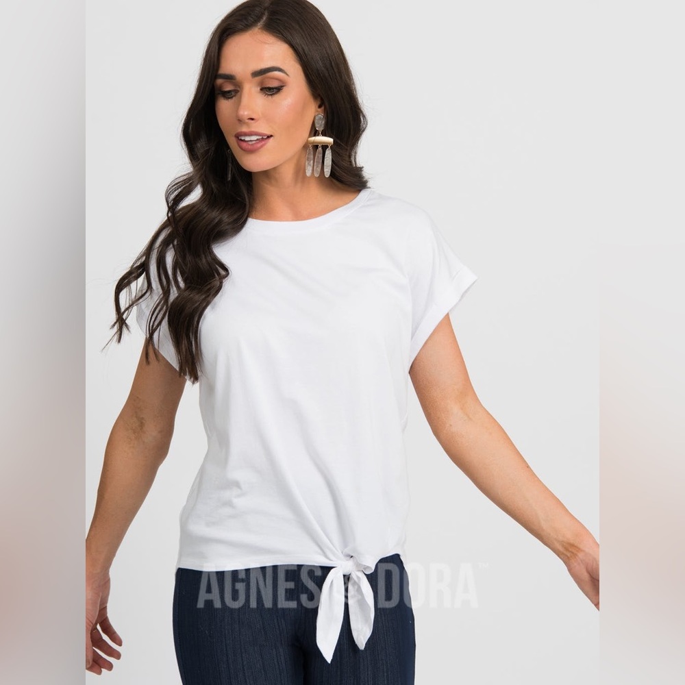 Afternoon Tie Front Tee White